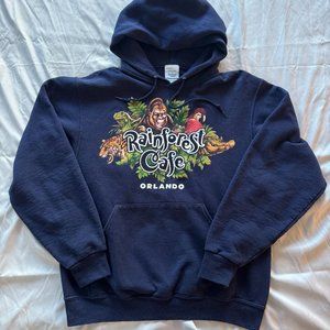 Rainforest Cafe Orlando Navy Blue Hoodie (Medium) - Jerzees